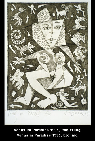 Venus im Paradies 1995, Radierung / Venus in Paradise 1995, Etching